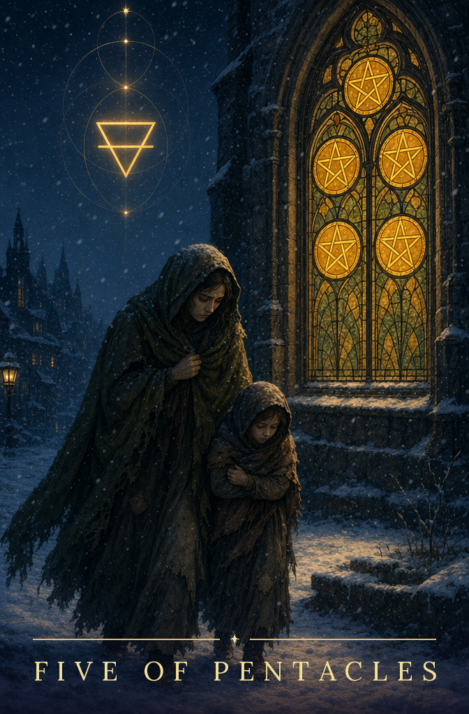 Five of Pentacles tarot card