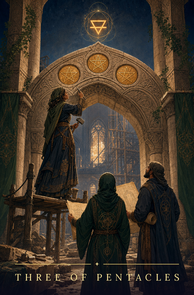 Three of Pentacles tarot card